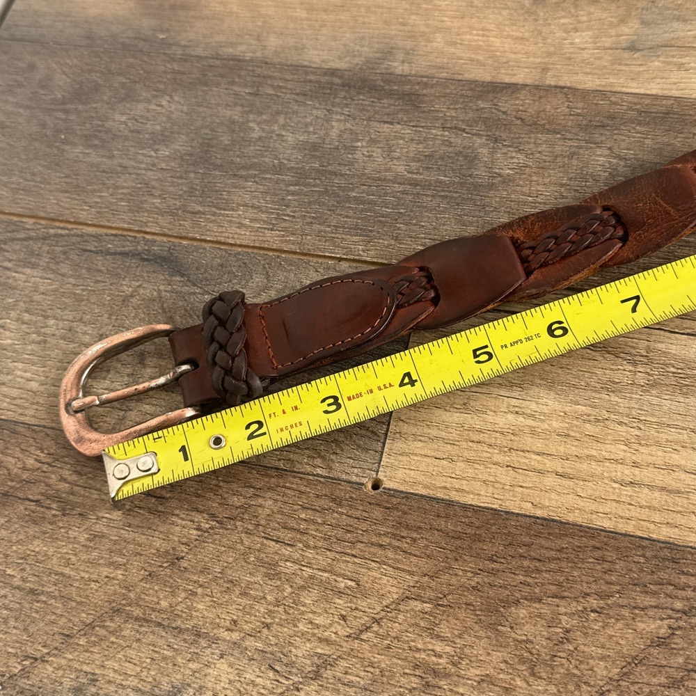 Vintage Western Boho Braided Leather Belt Brown Womens Size 36 Geomo - Picture 4 of 6